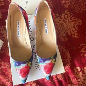 100% MANOLO BLAHNIK NEW FLORAL HEEL 70BB BOX 41 11